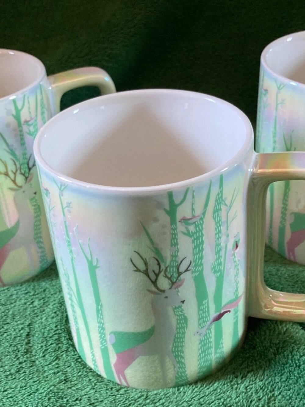 Starbucks Set of 3 Iridescent Woodland Deer Mugs from 2020